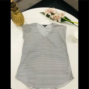 Express black and white strip silky top (M)